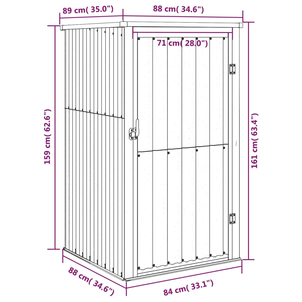 redskabsskur til haven 88x89x161 cm galvaniseret stål grøn