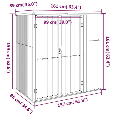 redskabsskur til haven 161x89x161 cm galvaniseret stål brun