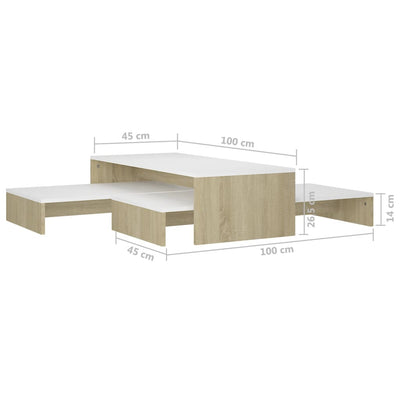 indskudsborde 100x100x26,5 cm hvid og sonoma-eg