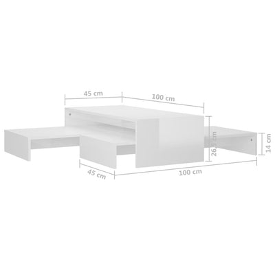 indskudsborde 100x100x26,5 cm hvid højglans