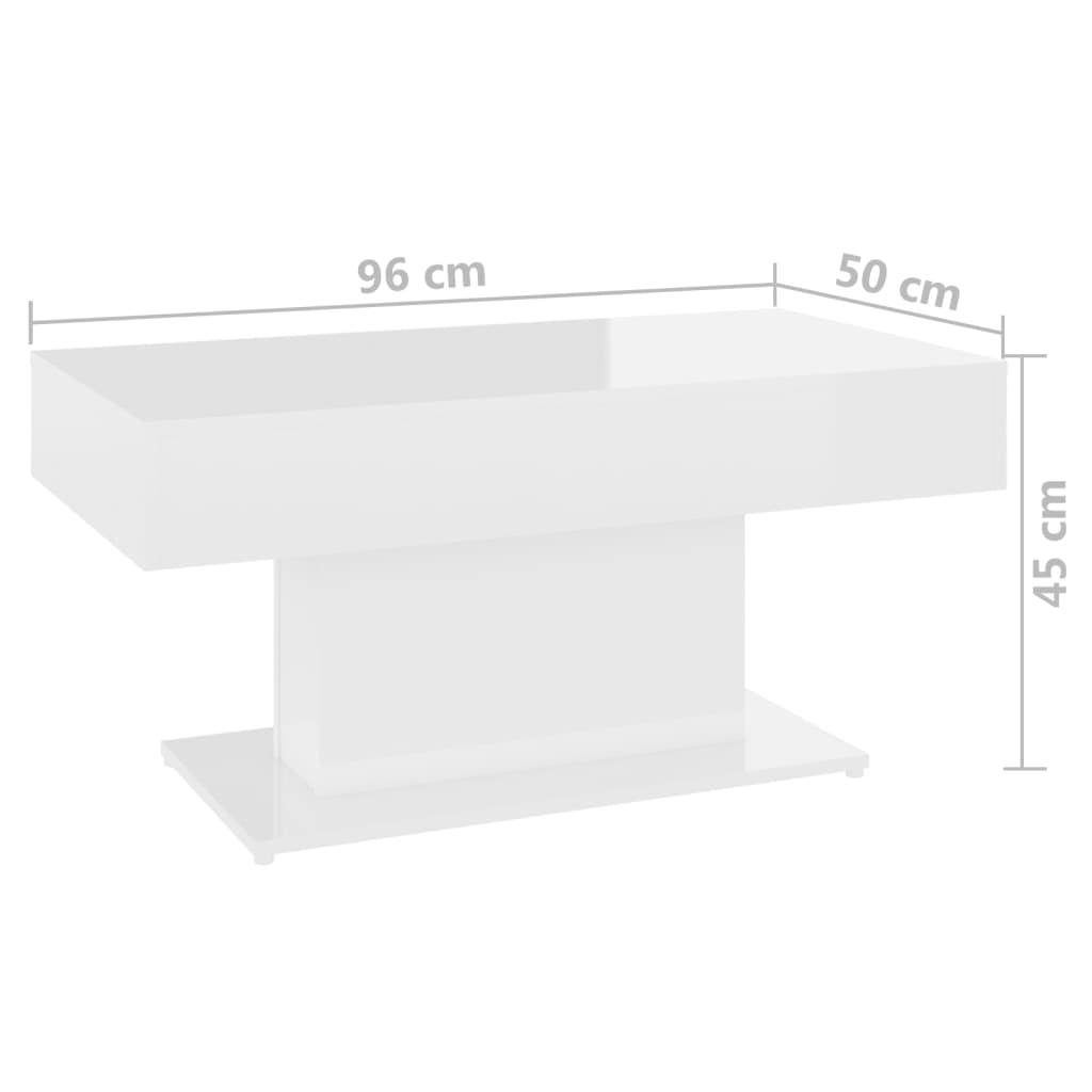 sofabord 96x50x45 cm konstrueret træ hvid højglans