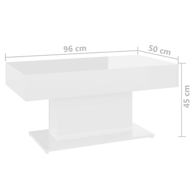 sofabord 96x50x45 cm konstrueret træ hvid højglans