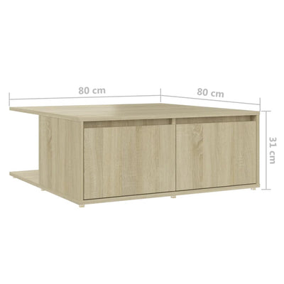 sofabord 80x80x31 cm konstrueret træ sonoma-eg