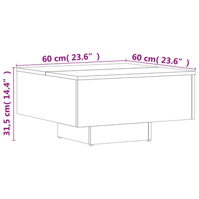 sofabord 60x60x31,5 cm konstrueret træ sonoma-eg