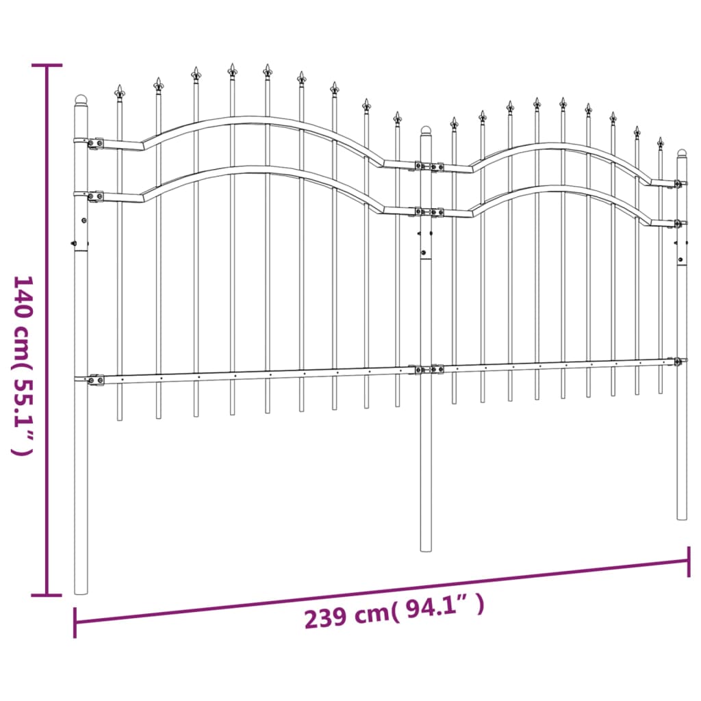 havehegn med spydtop 140 cm pulverlakeret stål sort