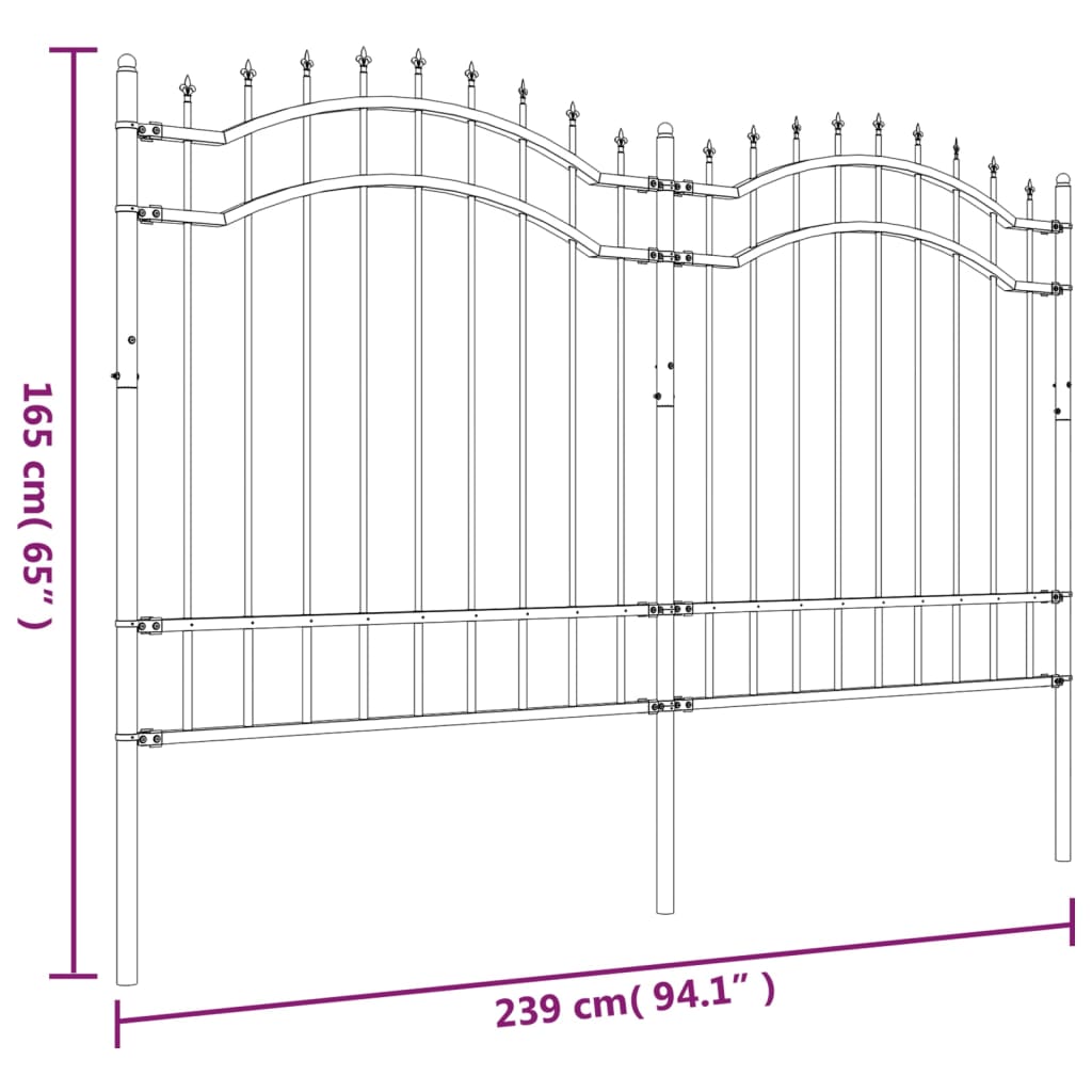 havehegn med spydtop 165 cm pulverlakeret stål sort