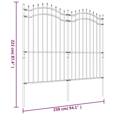 havehegn med spydtop 222 cm pulverlakeret stål sort