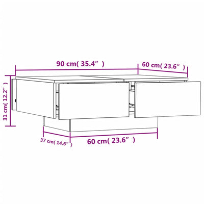 sofabord 90x60x31 cm konstrueret træ sonoma-eg