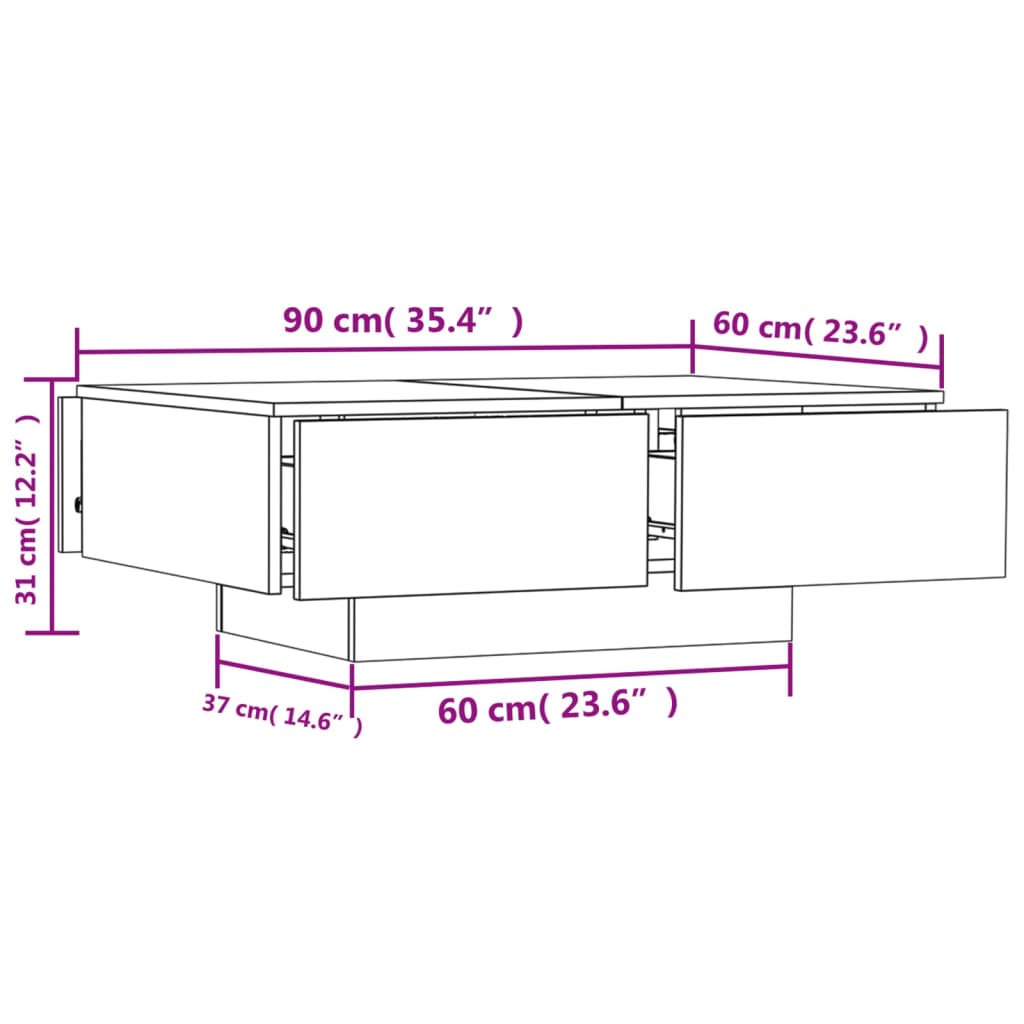 sofabord 90x60x31 cm konstrueret træ betongrå