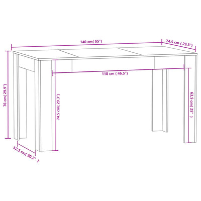 spisebord 140x74,5x76 cm konstrueret træ sonoma-eg