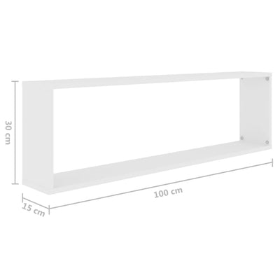 væghængte kubehylder 4 stk. 100x15x30 cm konstrueret træ hvid