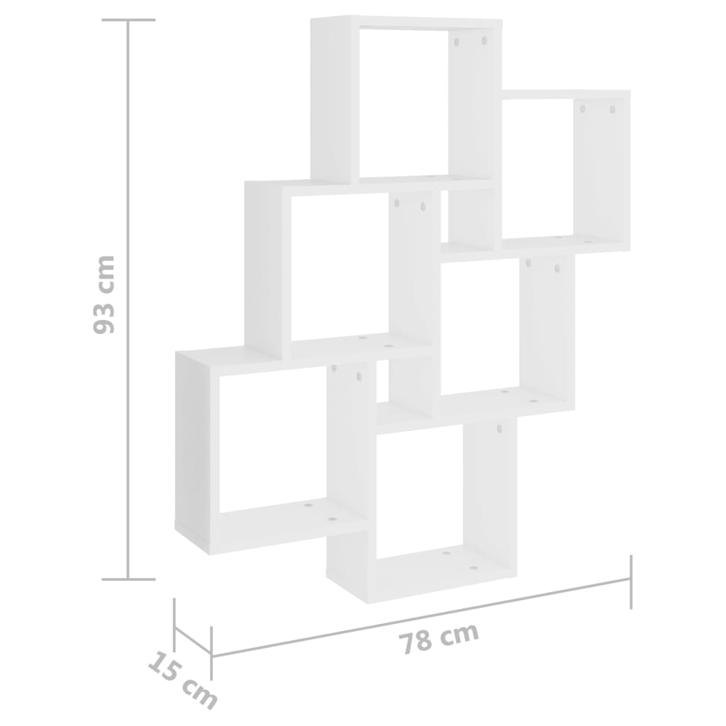 vægreol 78x15x93 cm konstrueret træ hvid