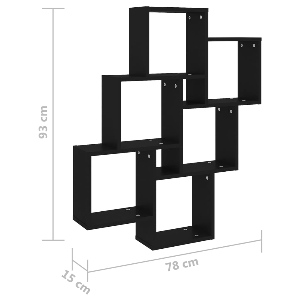 vægreol 78x15x93 cm konstrueret træ sort