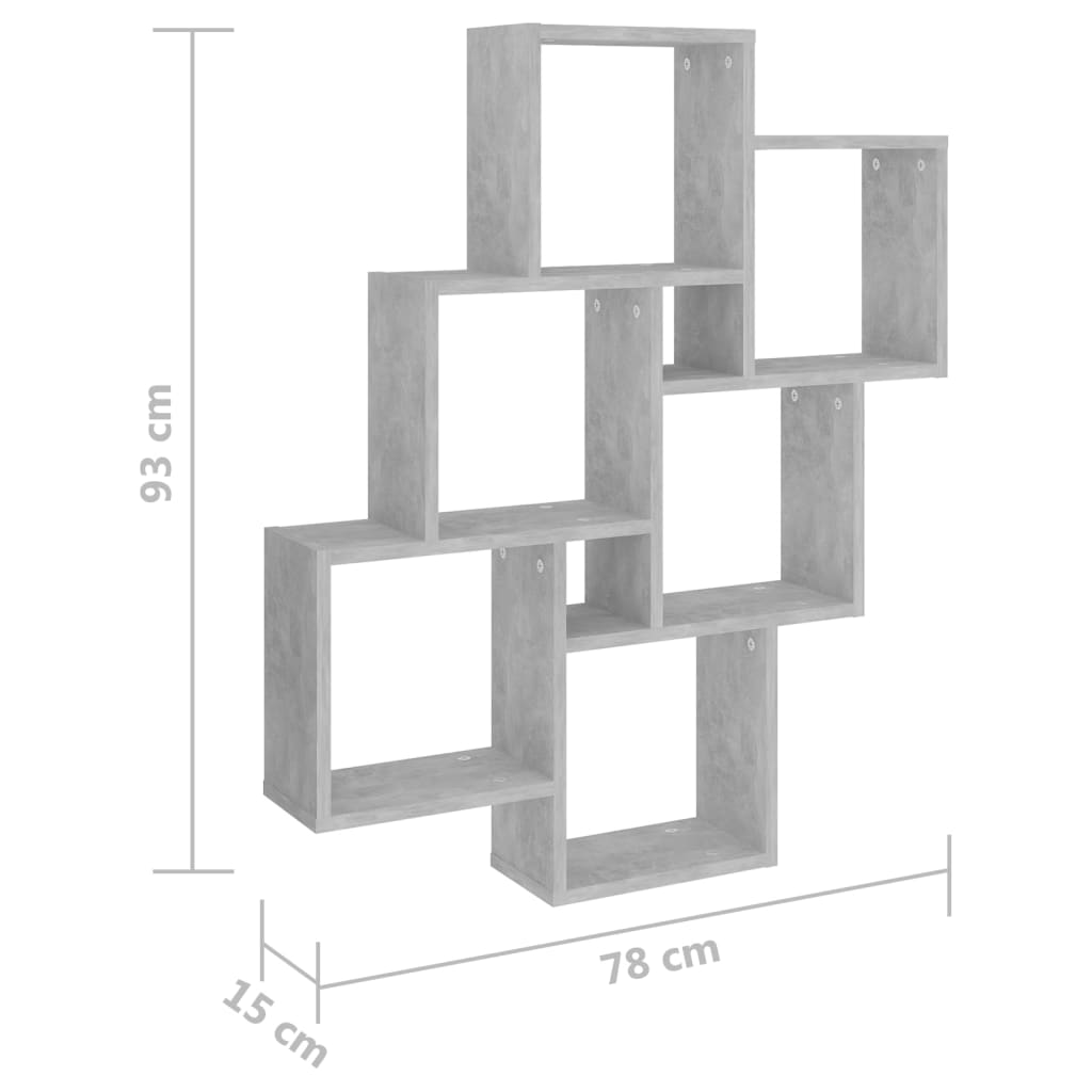 vægreol 78x15x93 cm konstrueret træ betongrå