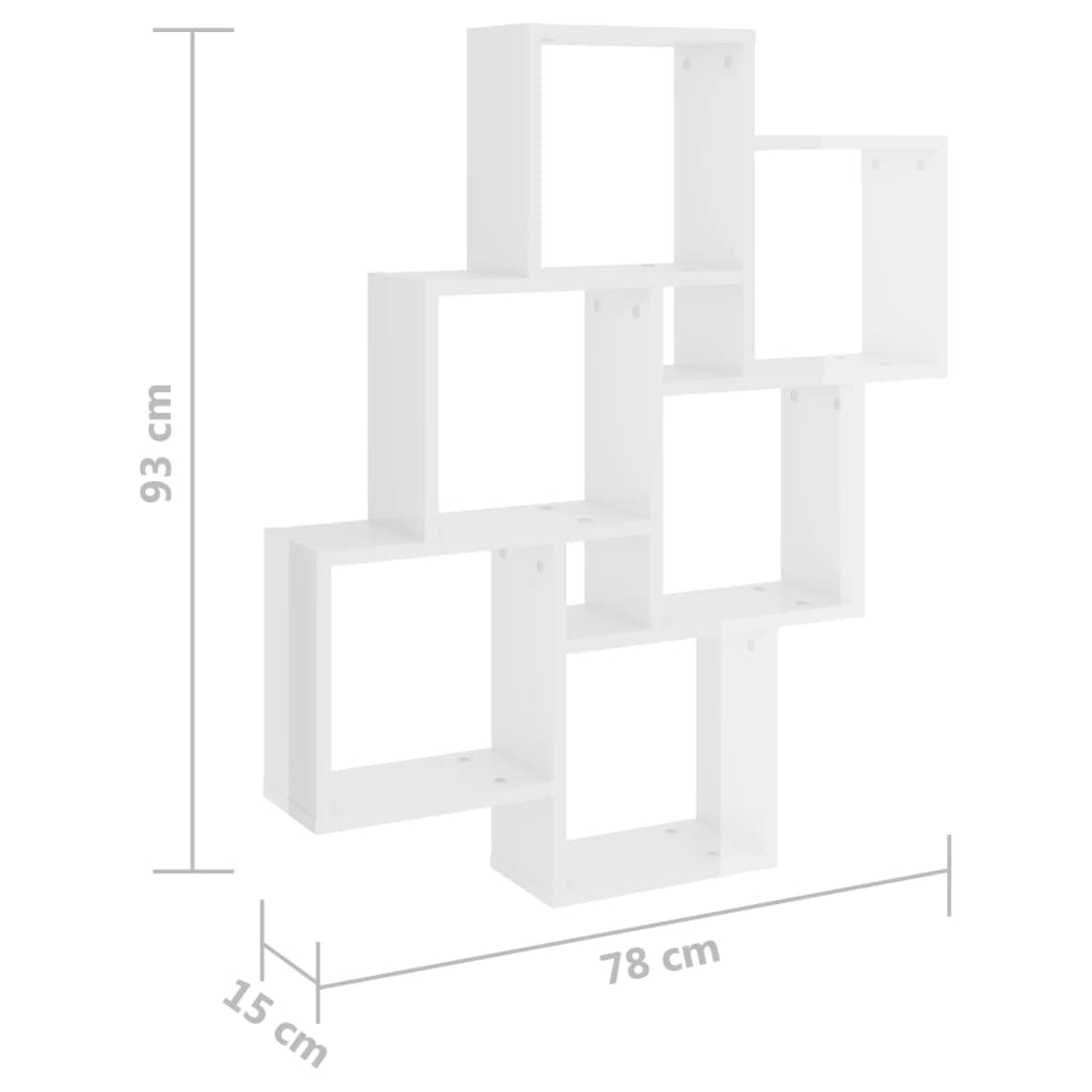 vægreol 78x15x93 cm konstrueret træ hvid højglans