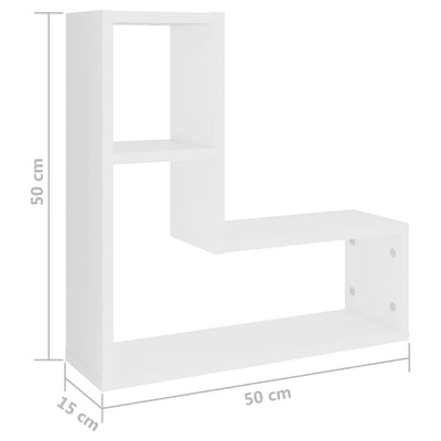 væghylder 2 stk. 50x15x50 cm konstrueret træ hvid