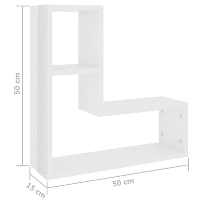 væghylder 2 stk. 50x15x50 cm konstrueret træ hvid højglans