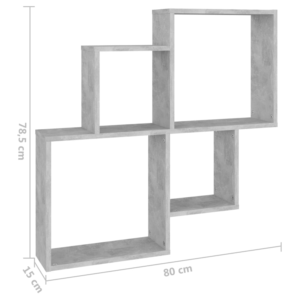 vægreol 80x15x78,5 cm konstrueret træ betongrå