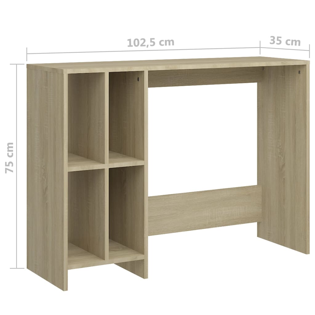 skrivebord 102,5x35x75 cm konstrueret træ sonoma-eg