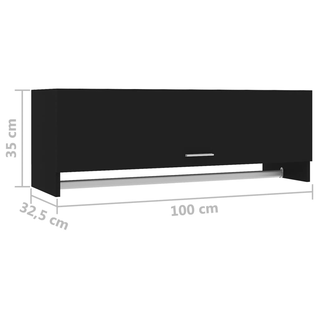 garderobeskab 100x32,5x35 cm konstrueret træ sort