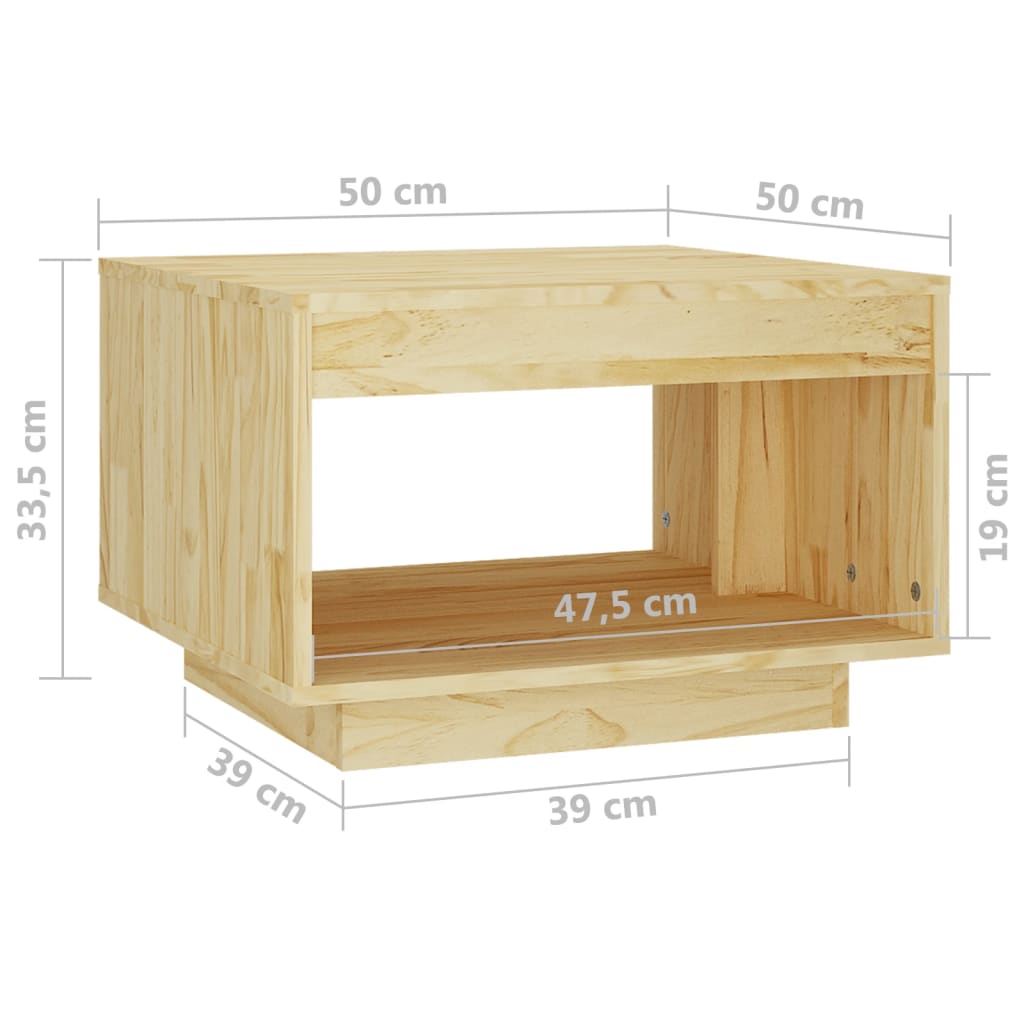 sofabord 50x50x33,5 cm massivt fyrretræ