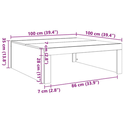 sofabord 100x100x35 cm konstrueret træ hvid