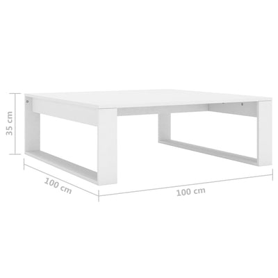 sofabord 100x100x35 cm konstrueret træ hvid