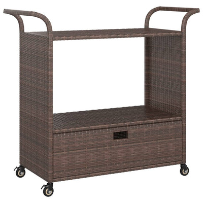 barvogn med skuffe 100x45x97 cm polyrattan brun