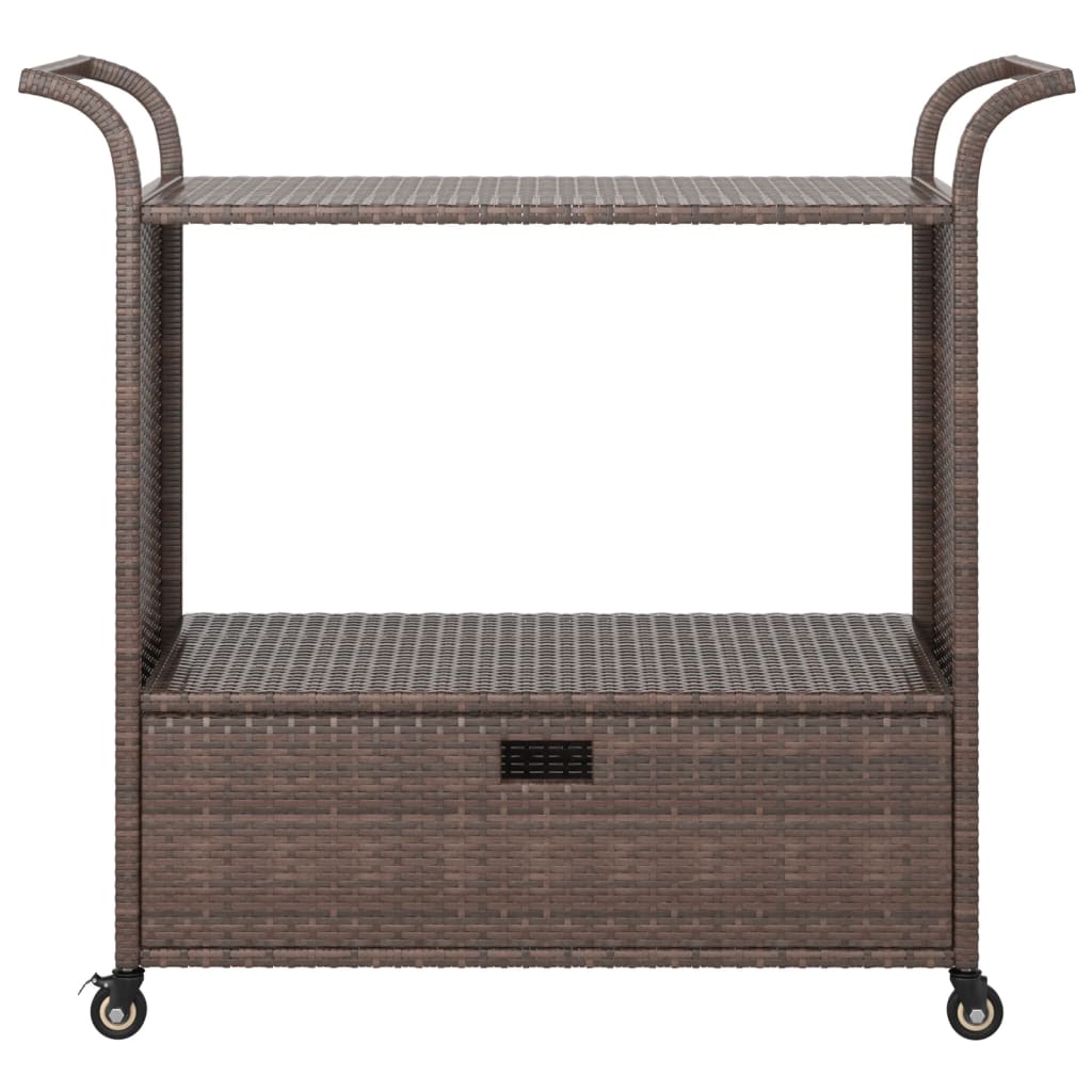 barvogn med skuffe 100x45x97 cm polyrattan brun