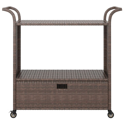 barvogn med skuffe 100x45x97 cm polyrattan brun