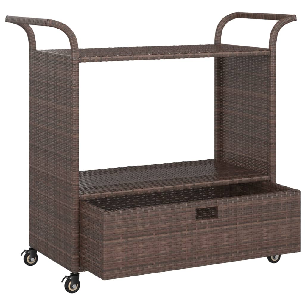 barvogn med skuffe 100x45x97 cm polyrattan brun