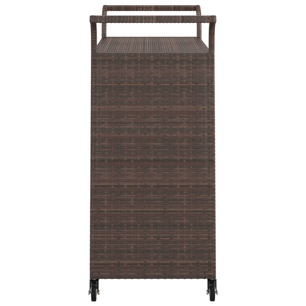 barvogn med skuffe 100x45x97 cm polyrattan brun