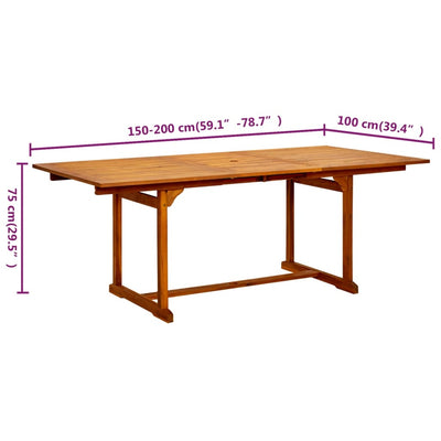 havebord (150-200)x100x75 cm massivt akacietræ