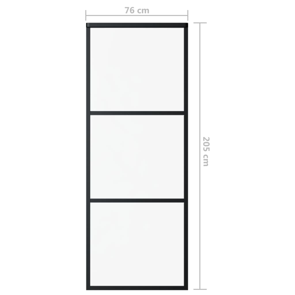 skydedør m. monteringssæt 76x205 cm sikkerhedsglas og aluminium