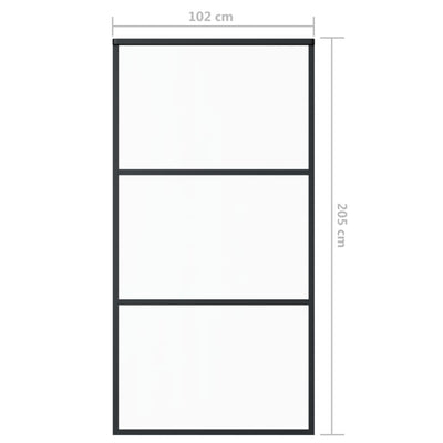 skydedør m. monteringssæt 102x205 cm sikkerhedsglas og aluminium