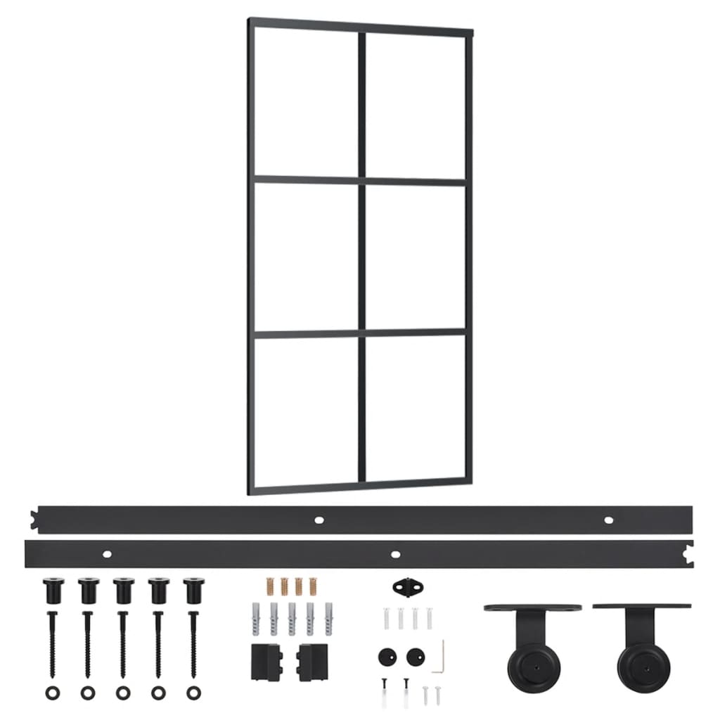 skydedør m. monteringssæt 102x205 cm sikkerhedsglas og aluminium