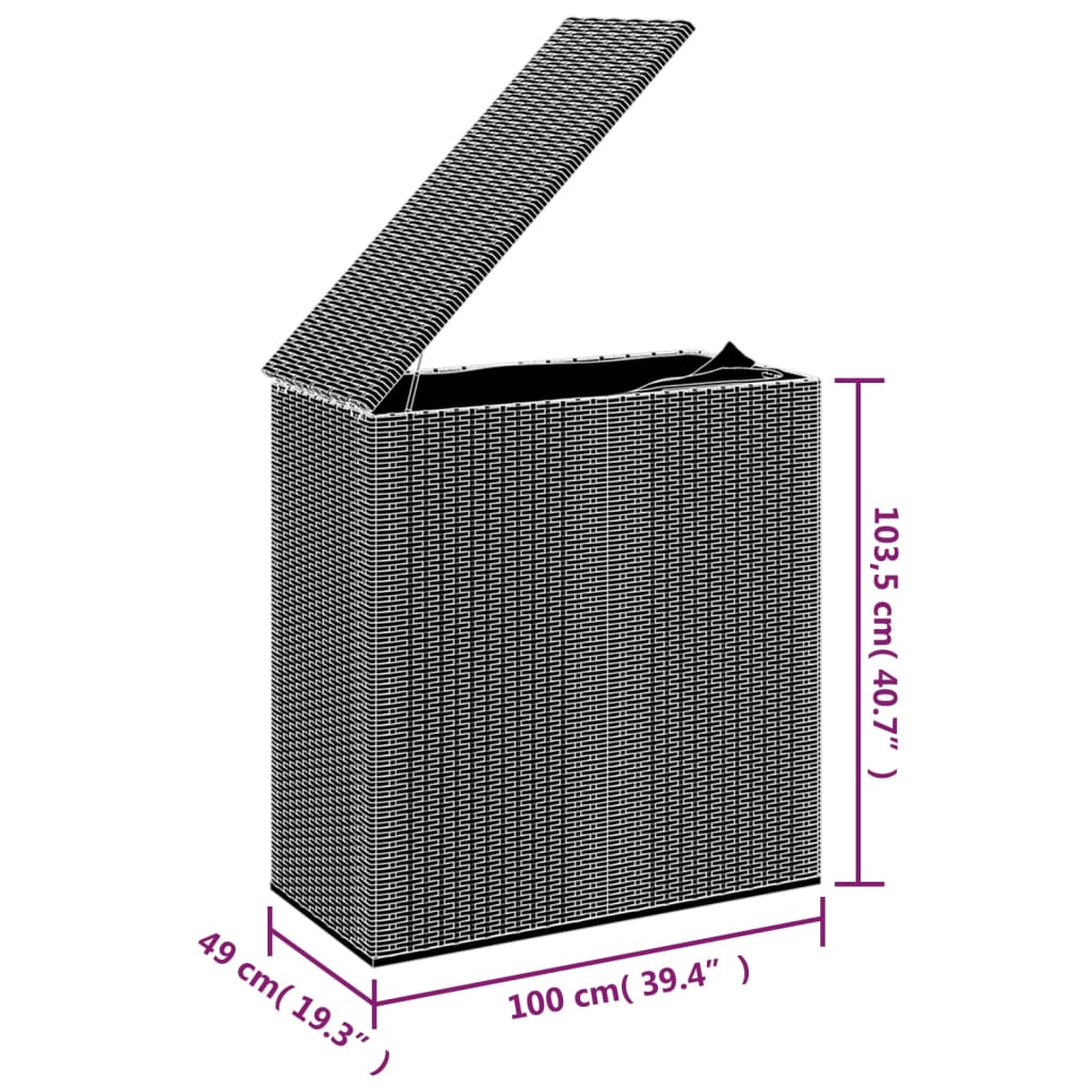 hyndeboks 100x49x103,5 cm polyrattan grå