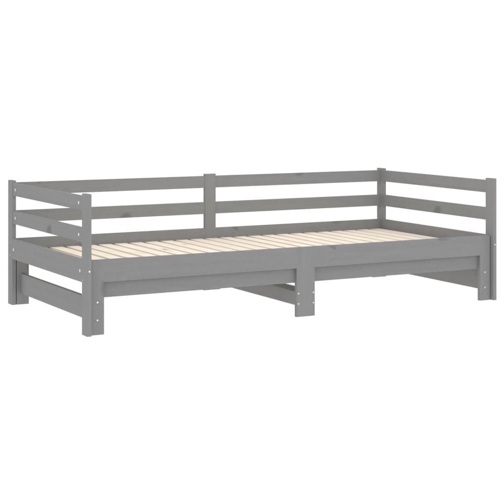 daybed med udtræk 2x(90x200) cm massivt fyrretræ grå