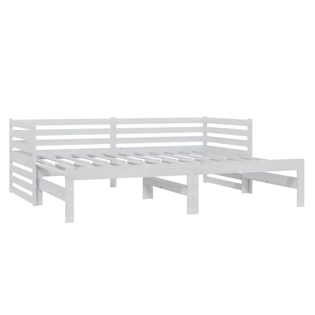 daybed med udtræk 2x(90x200) cm massivt fyrretræ hvid