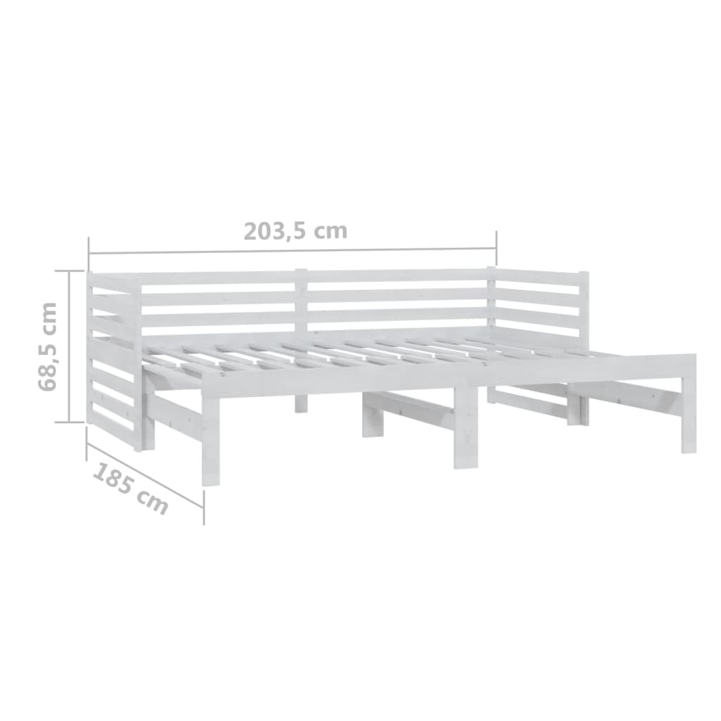 daybed med udtræk 2x(90x200) cm massivt fyrretræ hvid