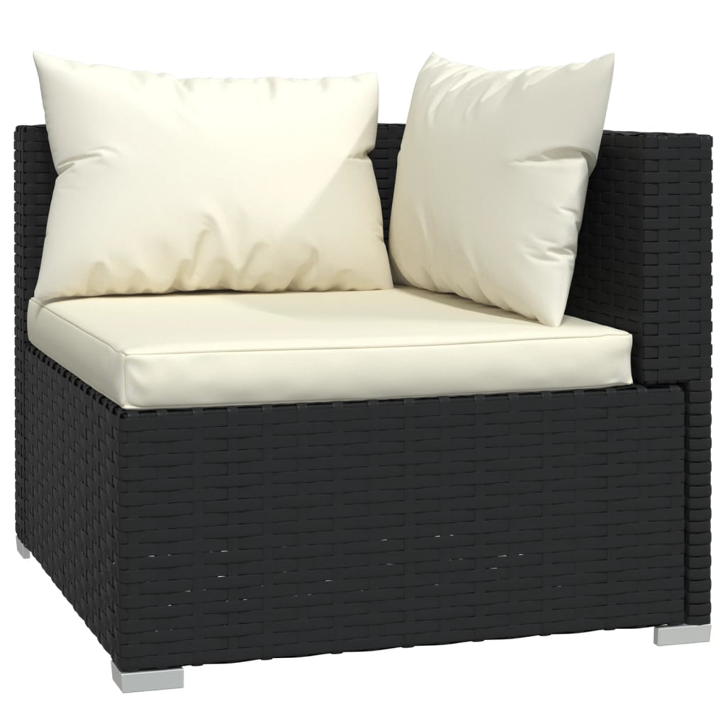 2-personers sofa med hynder polyrattan sort