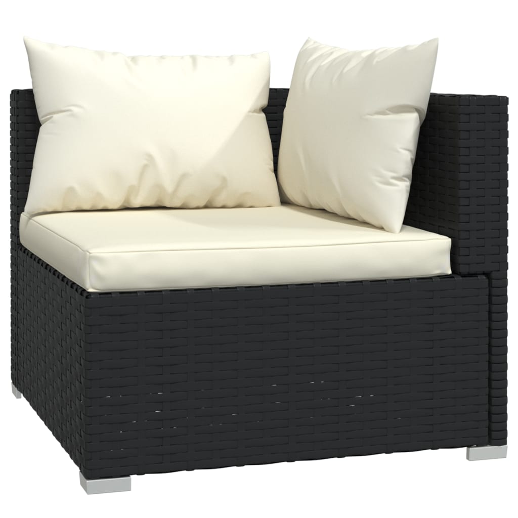 3-personers sofa med hynder polyrattan sort