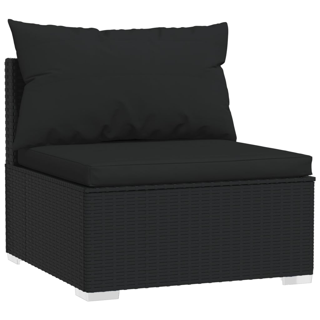 3-personers sofa med hynder polyrattan sort