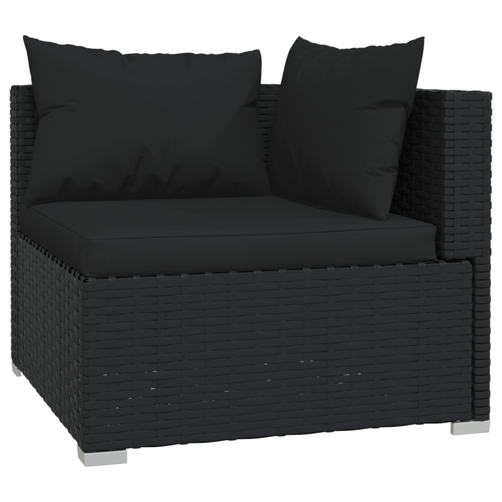 3-personers sofa med hynder polyrattan sort