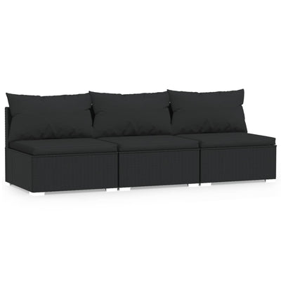 3-personers sofa med hynder polyrattan sort