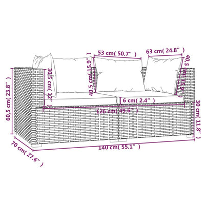 2-personers sofa med hynder polyrattan sort