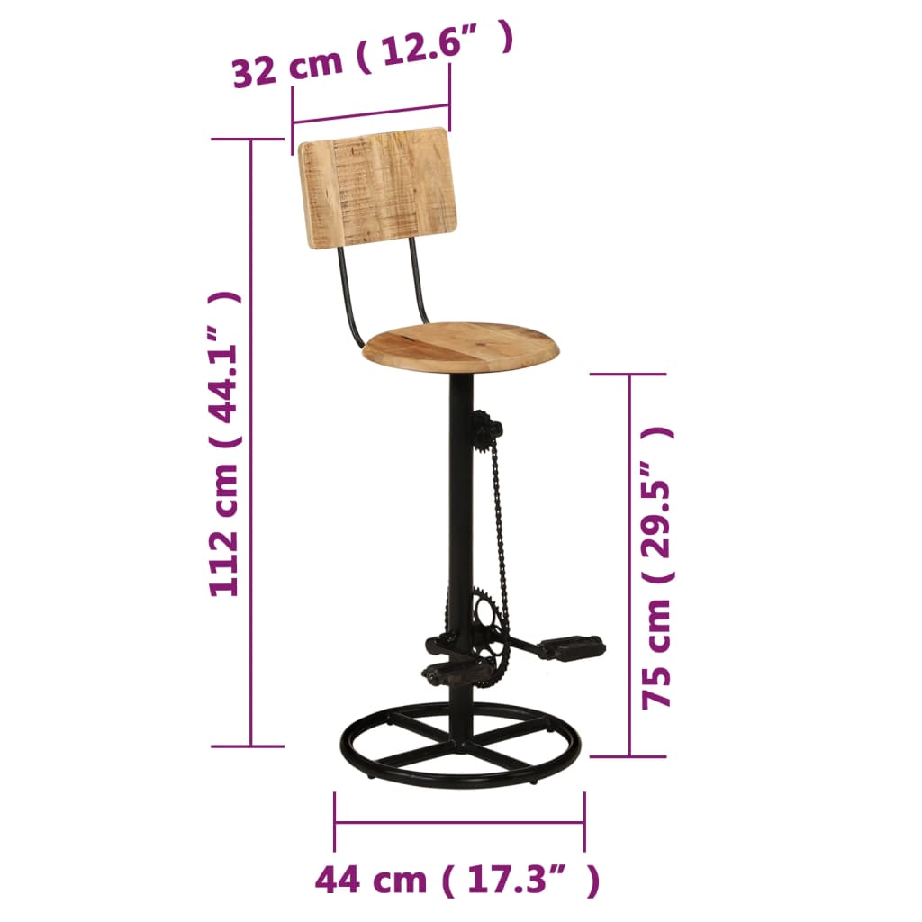 barstole 2 stk. massivt mangotræ