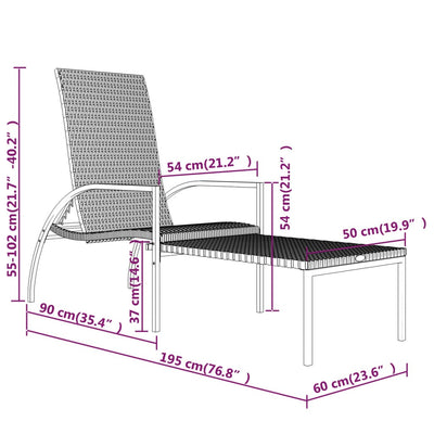 liggestole 2 stk. med fodskammel polyrattan brun