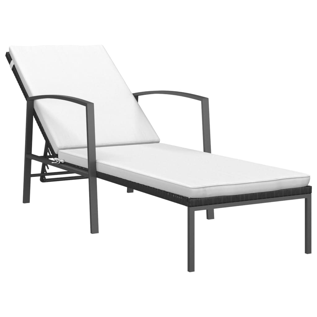 liggestole 2 stk. med bord polyrattan sort