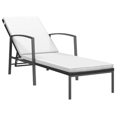 liggestole 2 stk. med bord polyrattan sort